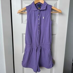 Polo Ralph Lauren girls purple button up romper size medium